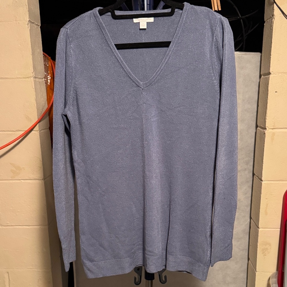 New York & Company Soft Gray Blue Knit Blouse